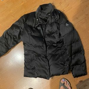 Zero xposure black womens winter puffer jacket with fur hood size medium fits sm